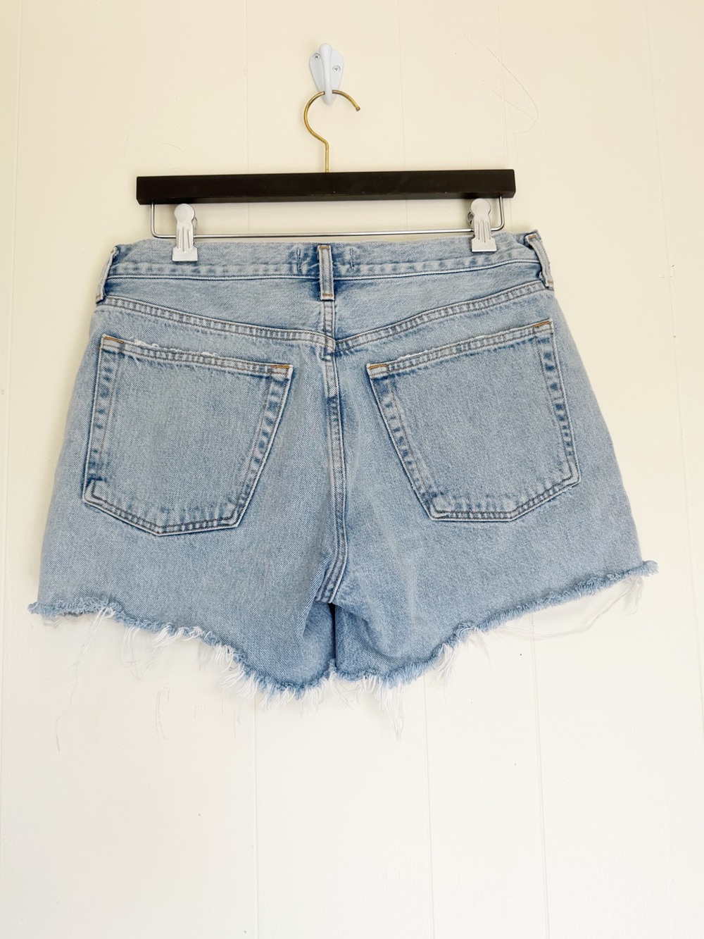 AGOLDE Parker Long Parade Denim Distressed Jean Shorts Organic Cotton Size 29 - Picture 7 of 11